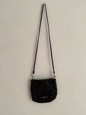 Elliott Lucca Black Woven Crossbody Bag